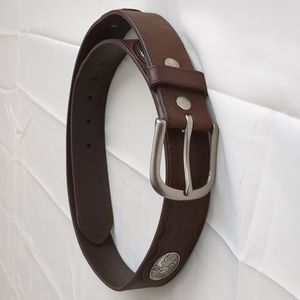 Realtree Western Concho Detail Deer Ornament Leather Brown Belt Sz 38